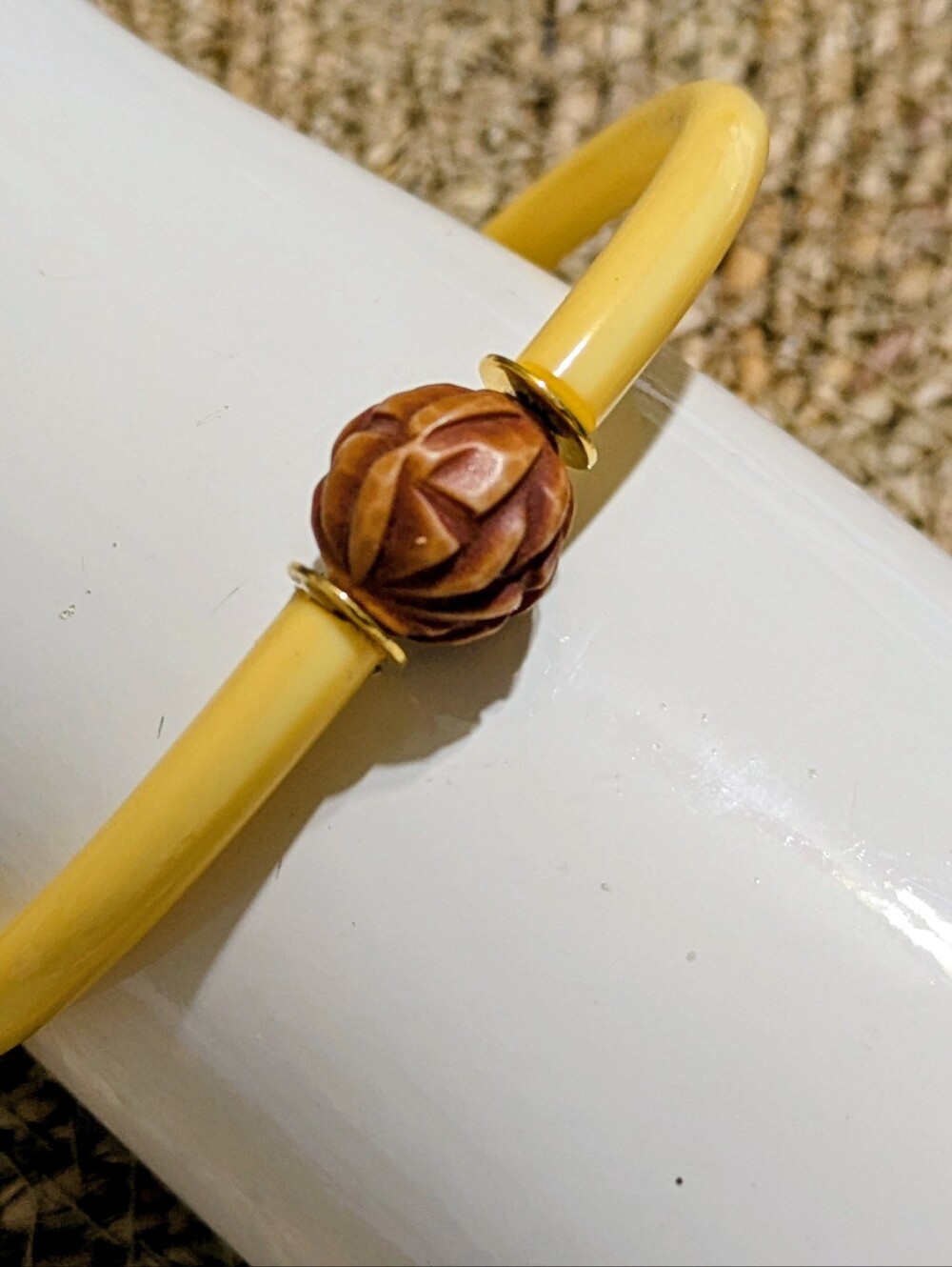 Vintage Bakelite Carved Bead Bangle Bracelet
